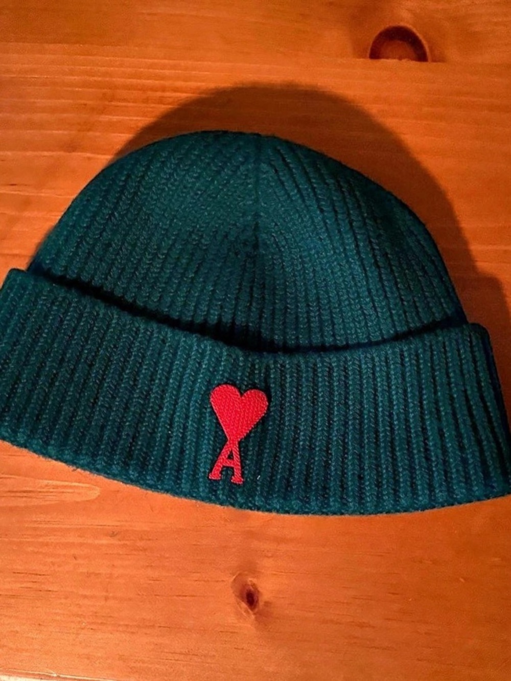 Ami Paris Ami de Coeur Wool Beanie Green & Red